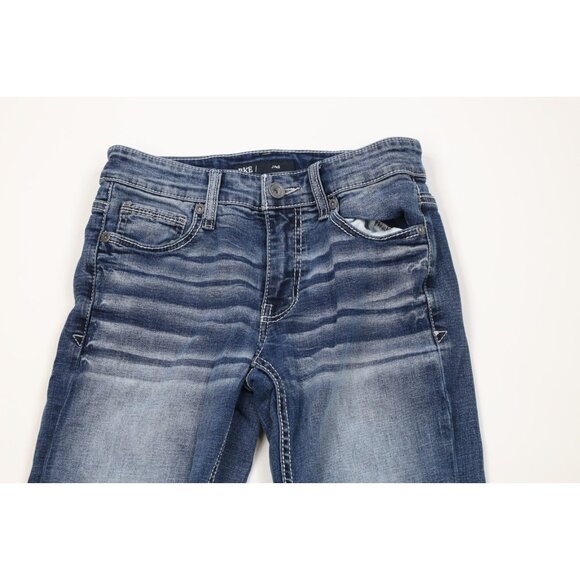 Buckle BKE Mens 28x34 Faded Thick Stitch Stretch Jake Bootcut Denim Jeans Blue - Picture 2 of 14